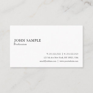 Professional Simple Plain Modern Elegant White Business Card