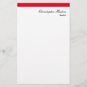 Professional Simple Plain Real Estate Red White Stationery