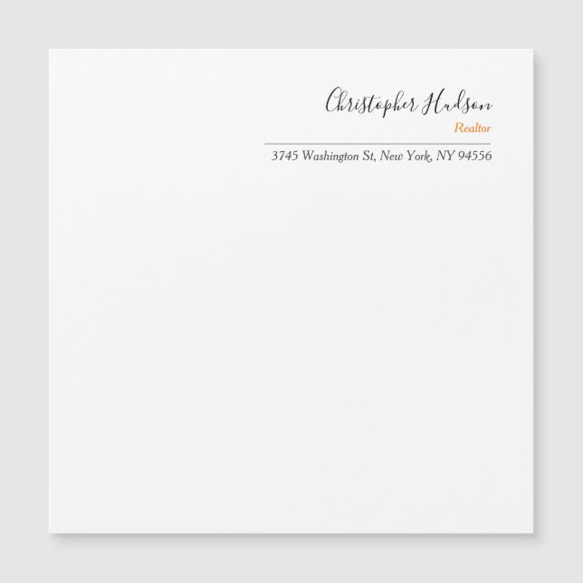 Professional Simple Plain Realtor Magnetic Card (Front)
