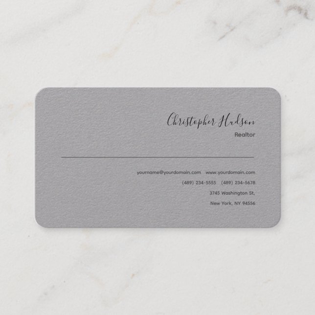 Professional Simple Plain Realtor Real Estate Business Card (Front)