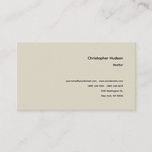 Professional Simple Plain Realtor Real Estate Business Card (Front)