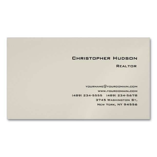 Professional Simple Plain Realtor Real Estate Magnetic Business Card (Front)