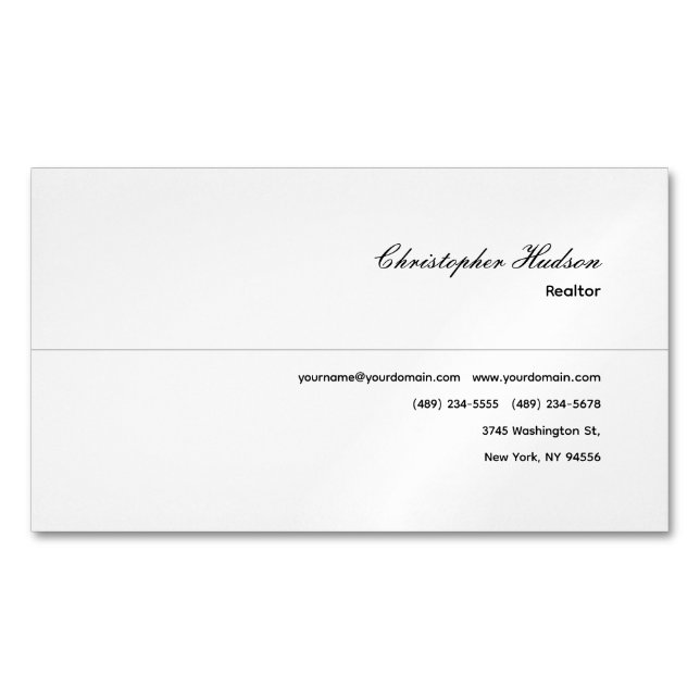 Professional Simple Plain Realtor Real Estate Magnetic Business Card (Front)