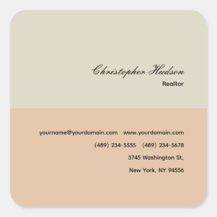 Professional Simple Plain Realtor Real Estate Square Sticker