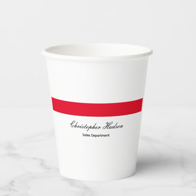 Professional Simple Plain Red White Paper Cups (Front)