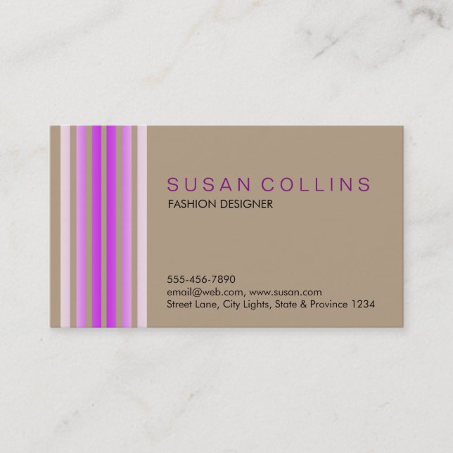 Professional Simple Plain Striped Elegant Modern Business Card (Front)