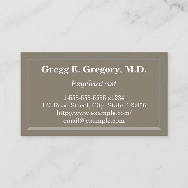 Professional & Simple Psychiatrist Business Card (Front)