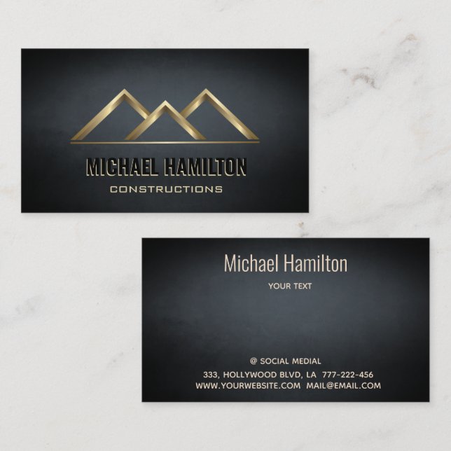 Professional simple real estate construction build business card (Front/Back)