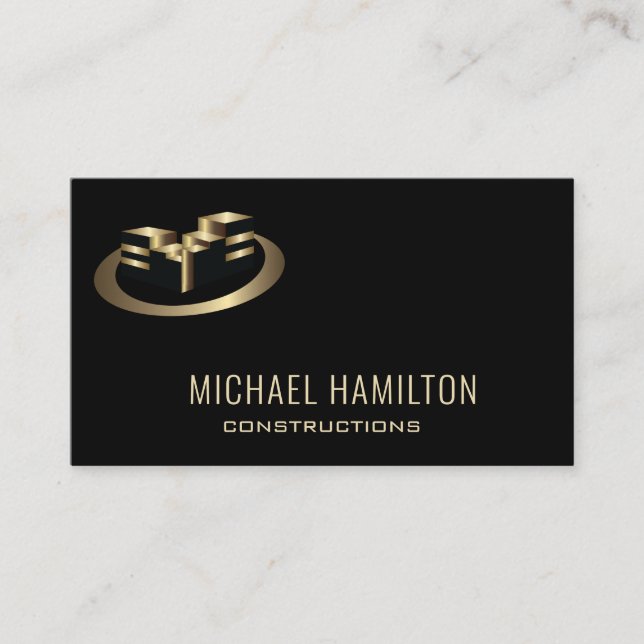 Professional simple real estate construction logo  business card (Front)