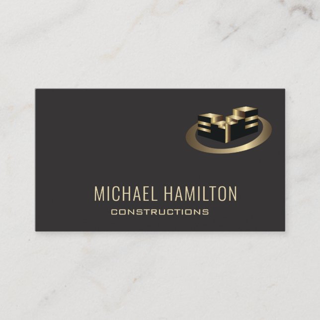 Professional simple real estate construction logo  business card (Front)