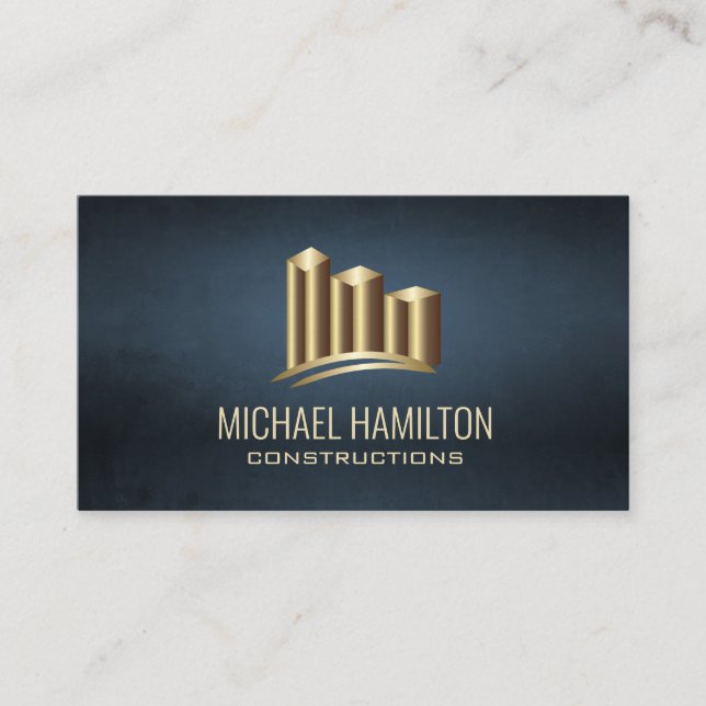 Professional simple real estate construction logo  business card (Front)