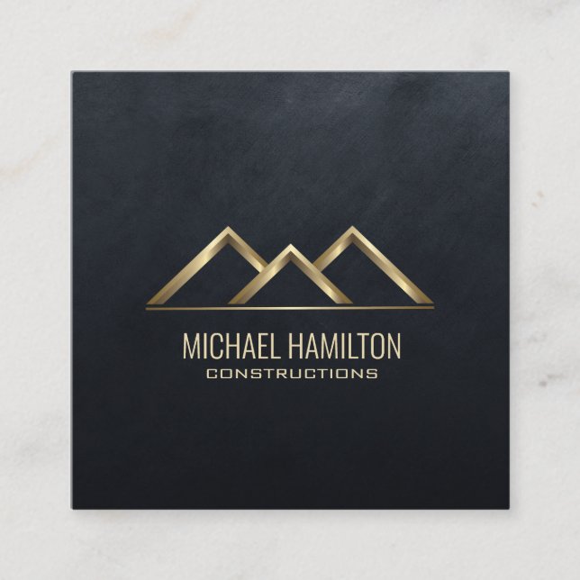 Professional simple real estate construction logo square business card (Front)