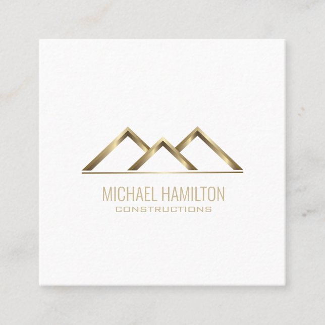 Professional simple real estate construction logo square business card (Front)