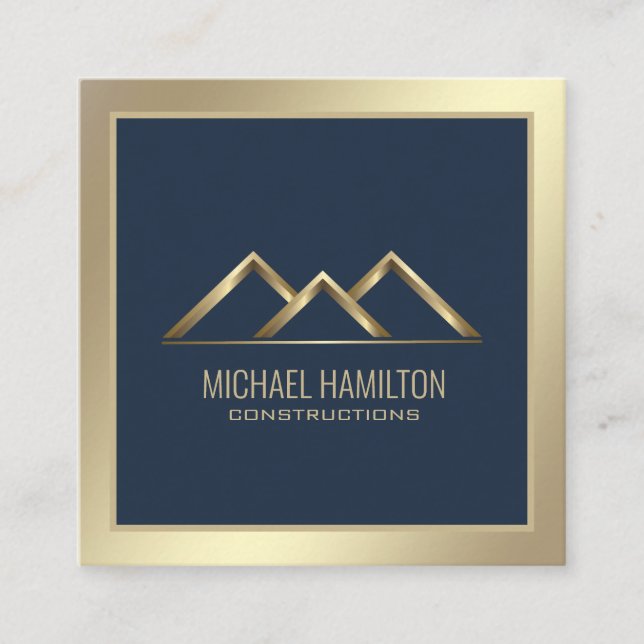Professional simple real estate construction logo square business card (Front)