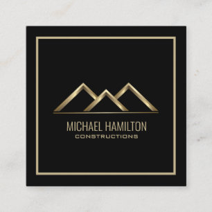 Professional simple real estate construction logo square business card