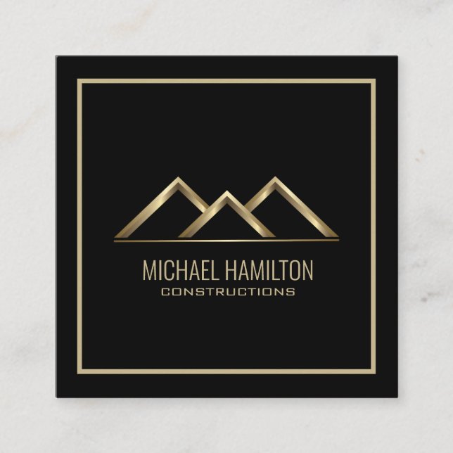 Professional simple real estate construction logo square business card (Front)