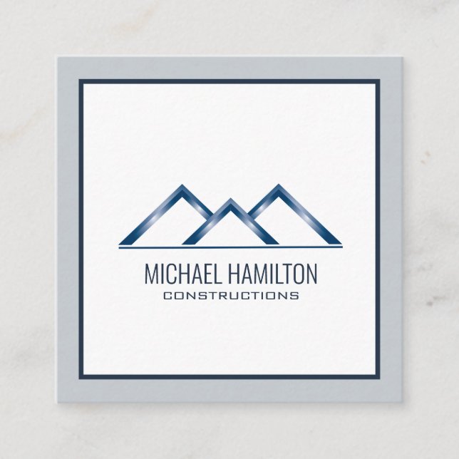 Professional simple real estate construction logo square business card (Front)
