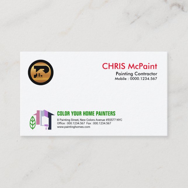 Professional Simple Stylish Colourful Home Business Card (Front)