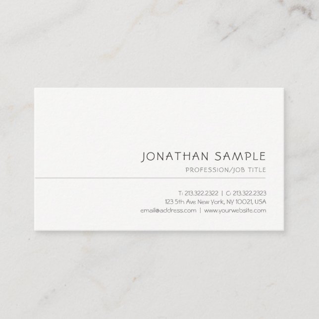 Professional Simple Template Elegant Modern Chic Business Card (Front)