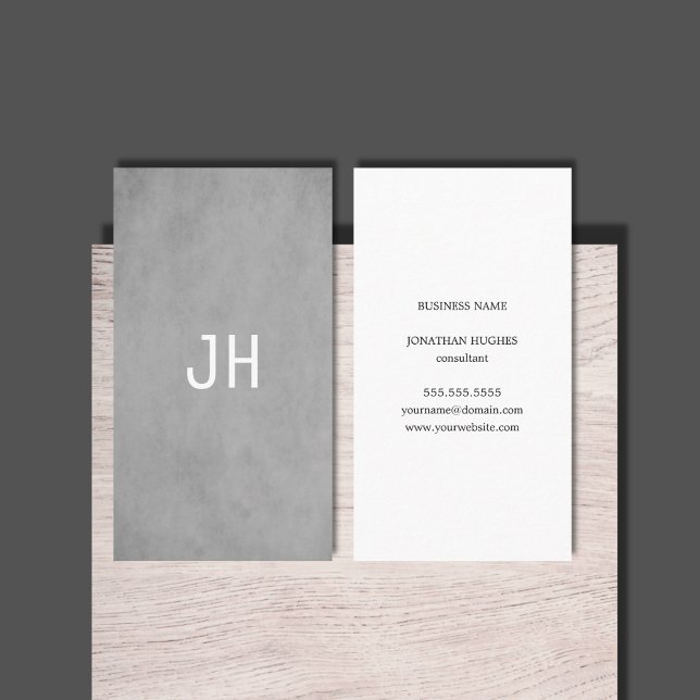 Professional Simple Texture Light Grey Monogram Business Card (Creator Uploaded)