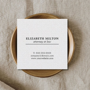 Professional Simple Texture White Attorney Square Business Card
