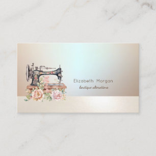  Professional Simple Vintage Floral Sewing Machine Business Card