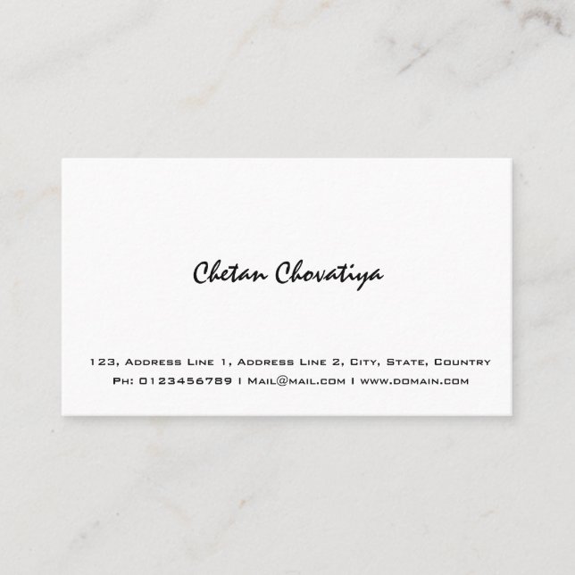 Professional Simple White Business Card (Front)