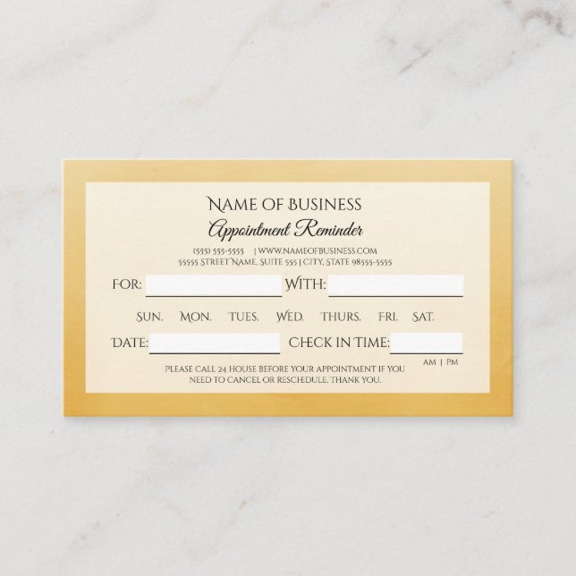 Professional Simple Yellow Appointment Reminder (Front)