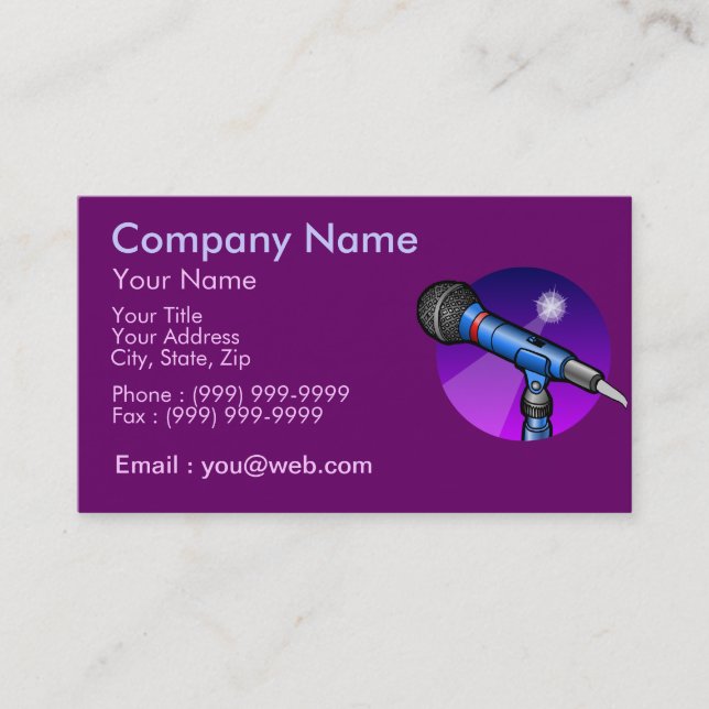 Professional Singer Business Card (Front)