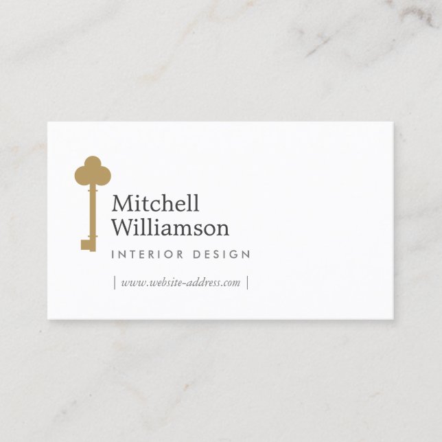 Professional Skeleton Key Logo Realtor Business Card (Front)