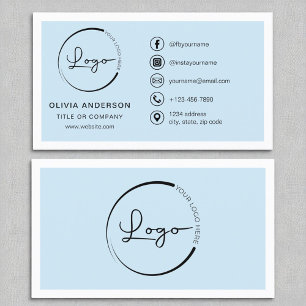 Professional Sky Blue Business Logo Social Media Card