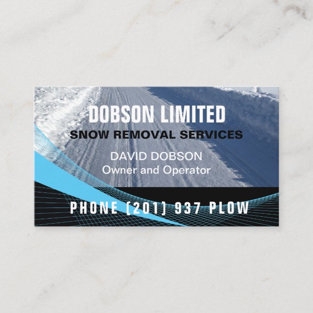 Professional Snow Removal Plowing Business Card (Front)