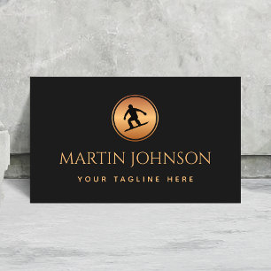Professional Snowboarding Coach Gold & Black Logo Business Card