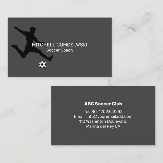 Professional Soccer Coach Modern Business Card (Front/Back)