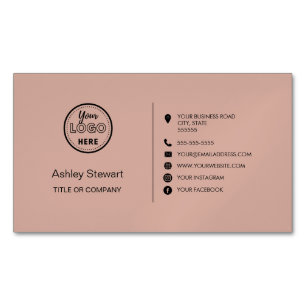 Professional Social media Logo Modern Blush Pink Magnetic Business Card