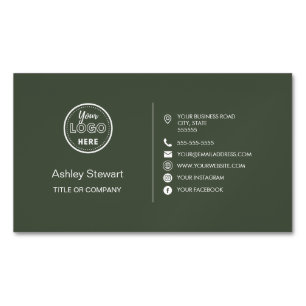 Professional Social media Logo Modern Trendy Green Magnetic Business Card