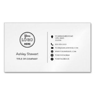 Professional Social media Logo Modern Trendy White Magnetic Business Card
