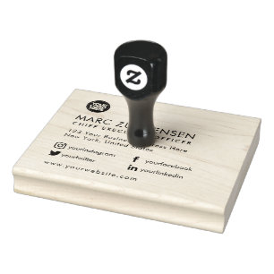 Professional Social Media & Logo Return Address Rubber Stamp
