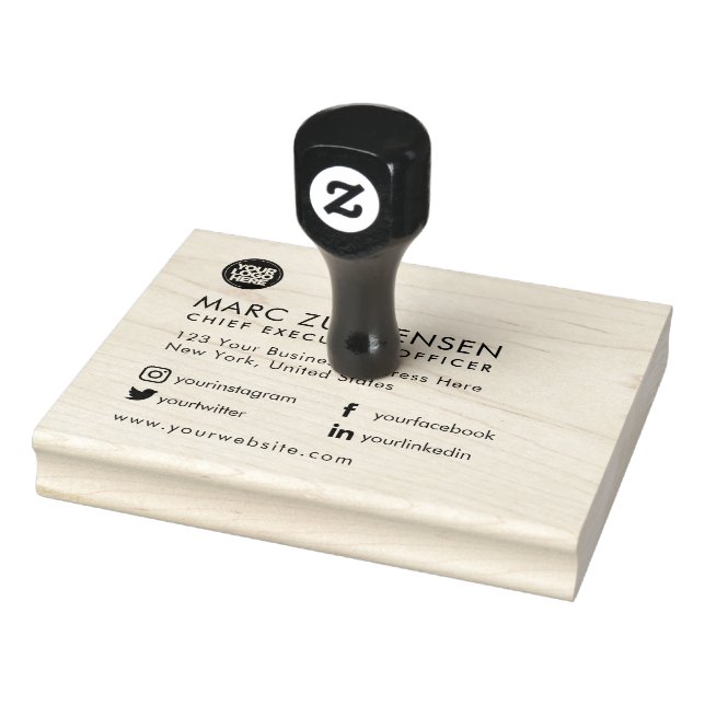 Professional Social Media & Logo Return Address Rubber Stamp (Stamp)