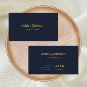 Professional Social media Modern Navy Blue Gold Business Card