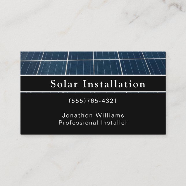 Professional Solar Energy Instillation Service Business Card (Front)