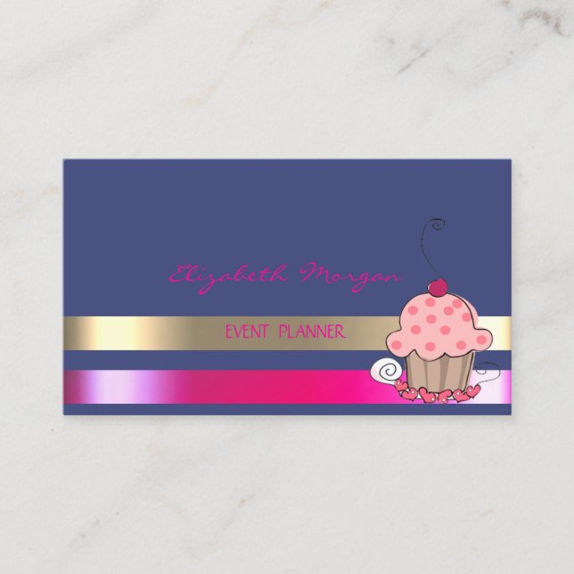 Professional Sophisticated Modern,Striped,Cupcake Business Card (Front)
