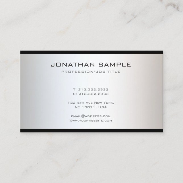 Professional Sophisticated Unique Modern Plain Business Card (Front)