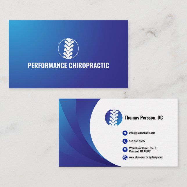 Professional Spine Logo Chiropractor Doctor Business Card (Front/Back)