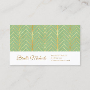 Professional Spring Green and Gold Art Deco Design Business Card