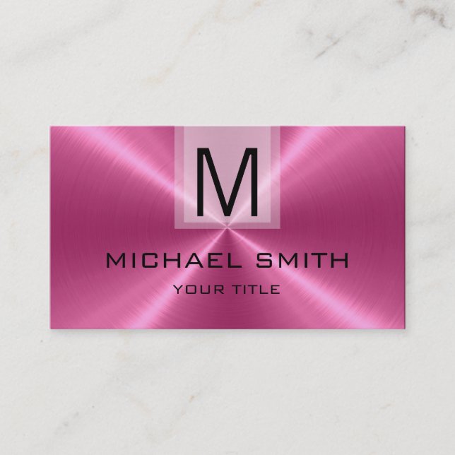 Professional Stainless Steel Metal Monogram #14 Business Card (Front)