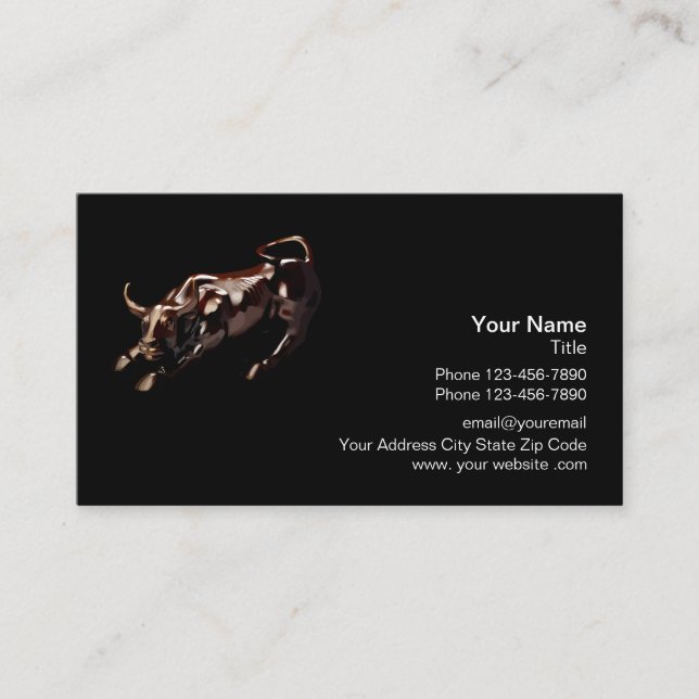 Professional Stock Trader Wall Street Bull Business Card (Front)