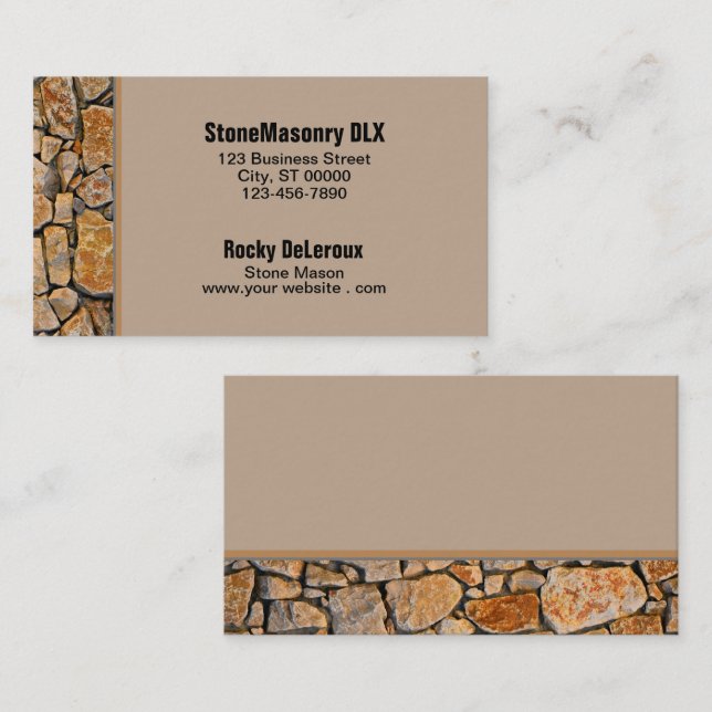 Professional Stonemason Rustic Rock Border  Business Card (Front/Back)