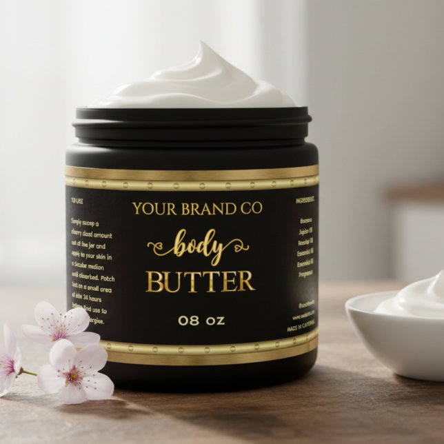 Professional Styled Black Gold Body Butter Labels. (Creator Uploaded)