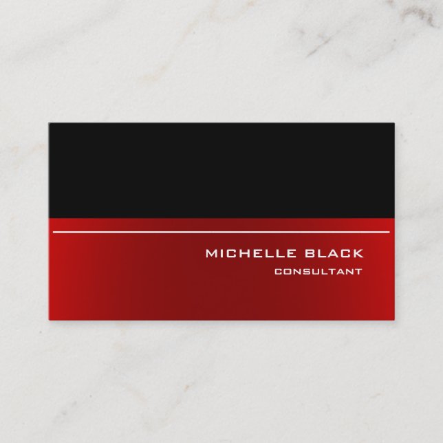 Professional Stylish Black Red Modern Elegant Business Card (Front)